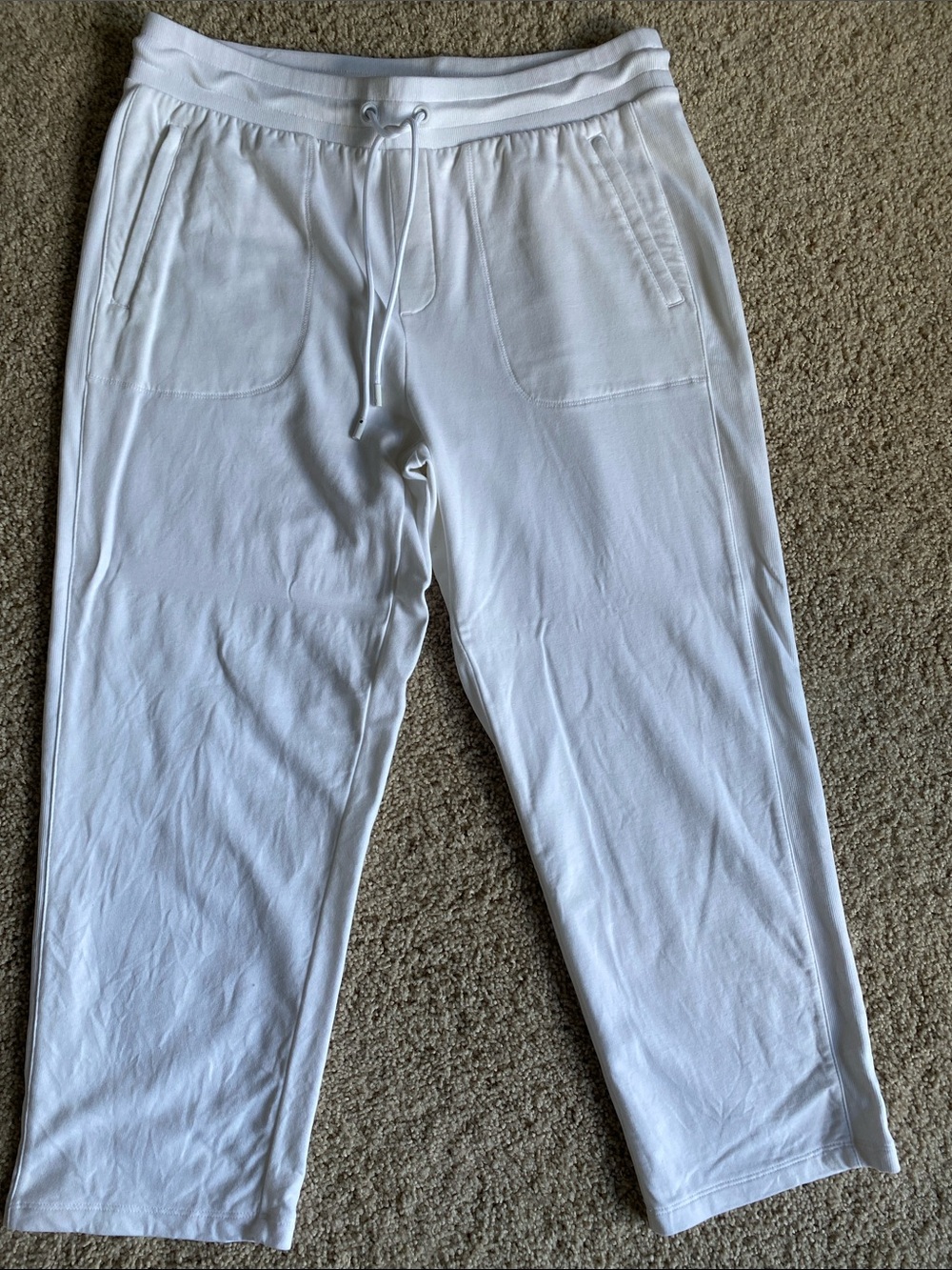 Talbots White Drawstring Cotton Capris NWOT